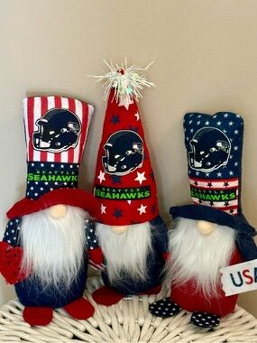 Seattle Seahawks Patriotic Gnome Trio - Red, White & Blue